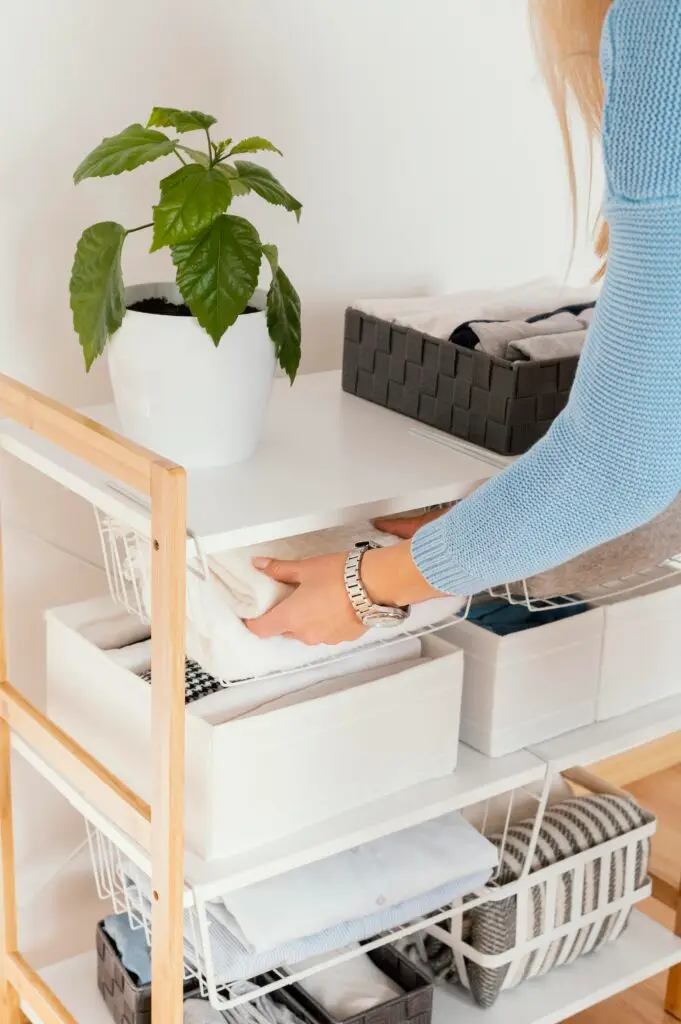 A women organizing things